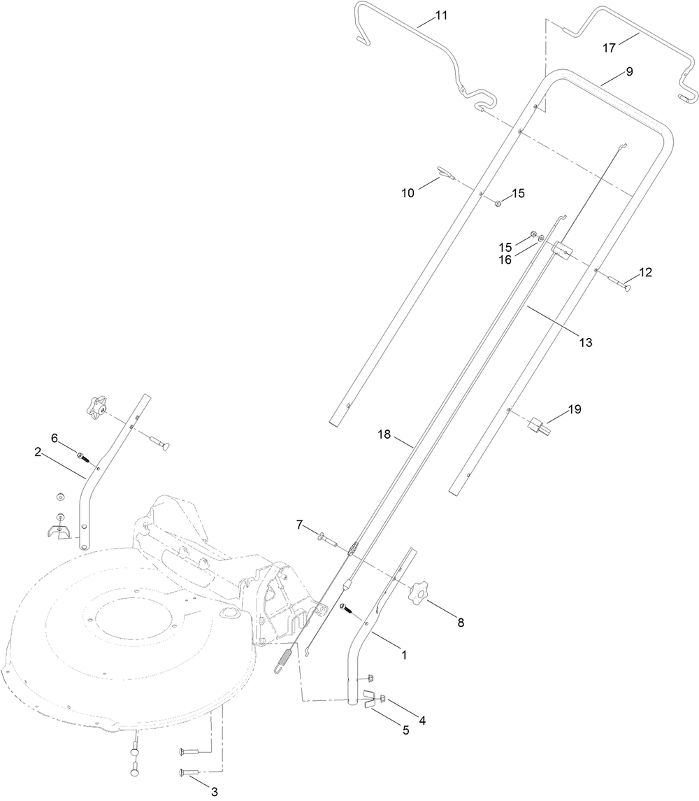 Handle Assembly Diagram and Parts List for 10732 (315000001-315999999)(2015) Lawn Boy Lawn Mower
